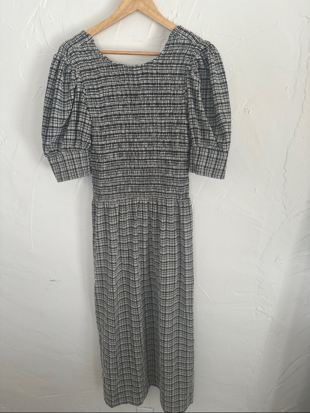 Ganni Black & White Textured Plaid dress